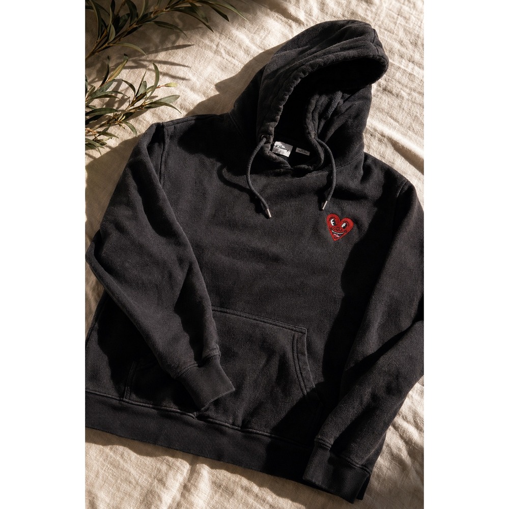 Keith Haring K.‎ Haring Black Hoodie Red Heart Graphic Oversized Streetwear M